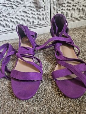 Purple Lace-Up Women's Sandals